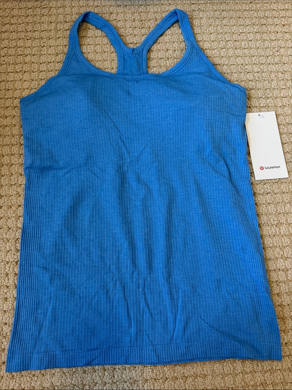 lululemon Ebb to Street Tank - Pool Blue Ribbed Yoga Tank